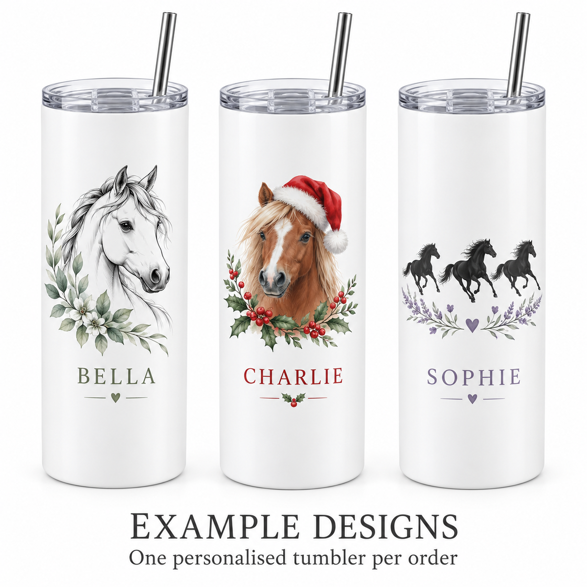 Personalised 600ml Horse Tumbler with Straw