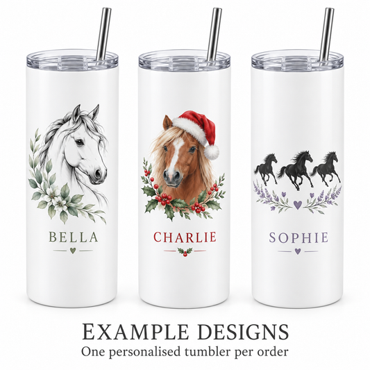 Personalised 600ml Horse Tumbler with Straw