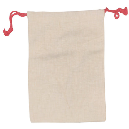 Natural linen-style Christmas sack with red drawstring, before personalisation