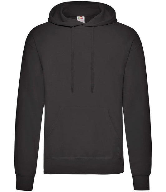 Black classic hooded sweatshirt shown plain before personalisation