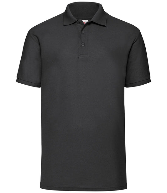 Black men's polo shirt shown plain before personalisation