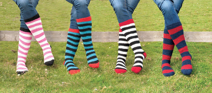 Rhinegold ladies soft touch knee high socks in four striped colourways
